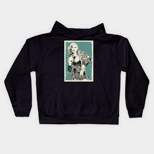 Vintage Becky Lynch Wrestling Kids Hoodie by Pinjem Seratus